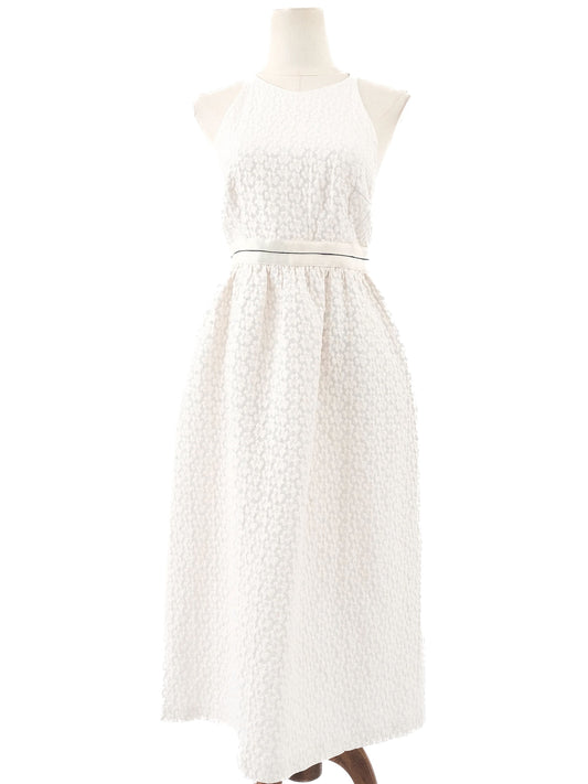 Excellent Tara Jarmon White Viscose Sleeveless Dress Size M