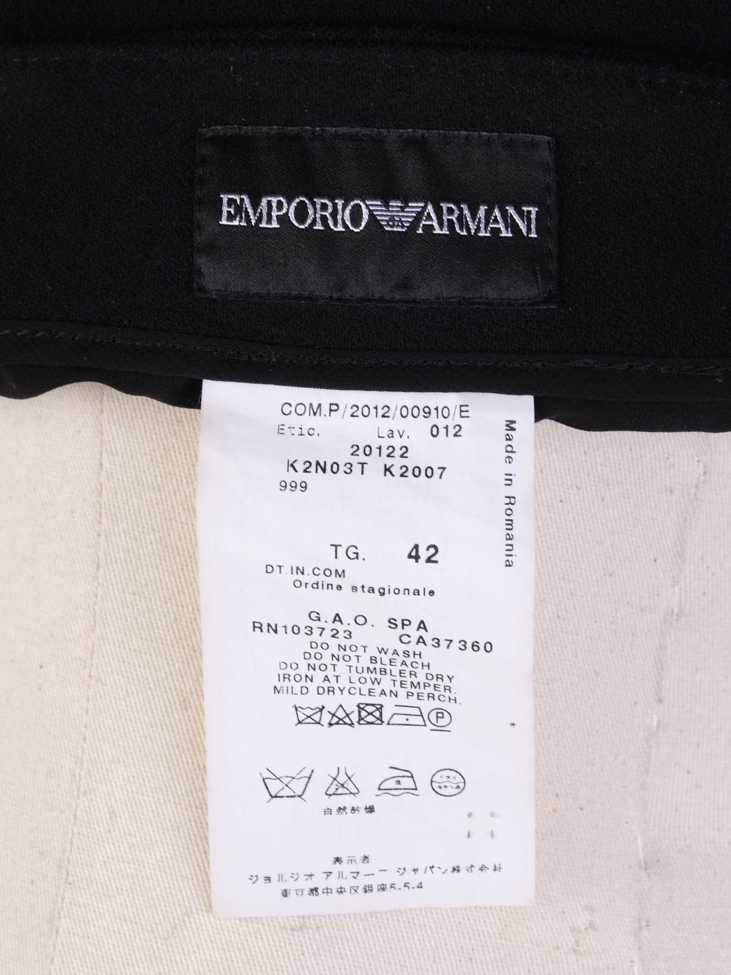 excellent emporio armani black pencil skirt size m viscose
