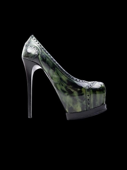 perfect gianmarco lorenzi green leather high-heeled shoes size 36