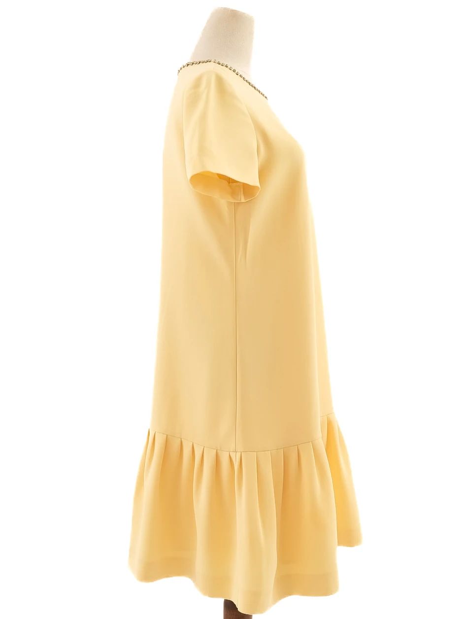 max mara excellent yellow cotton dress size l with jeweled neckline