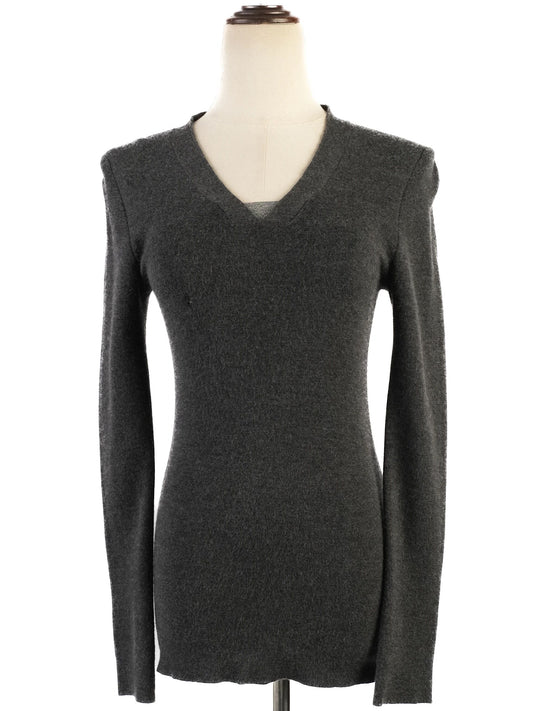 Average Brunello Cucinelli Gray Silk V-Neck Sweater Size S