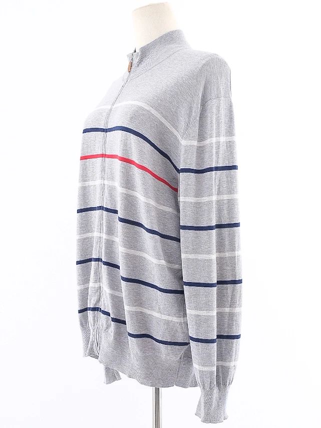 excellent brunello cucinelli gray cotton stripe sweater size xl