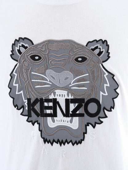 Excellent Kenzo White T-Shirt Men's M Cotton Graphic Tiger Design