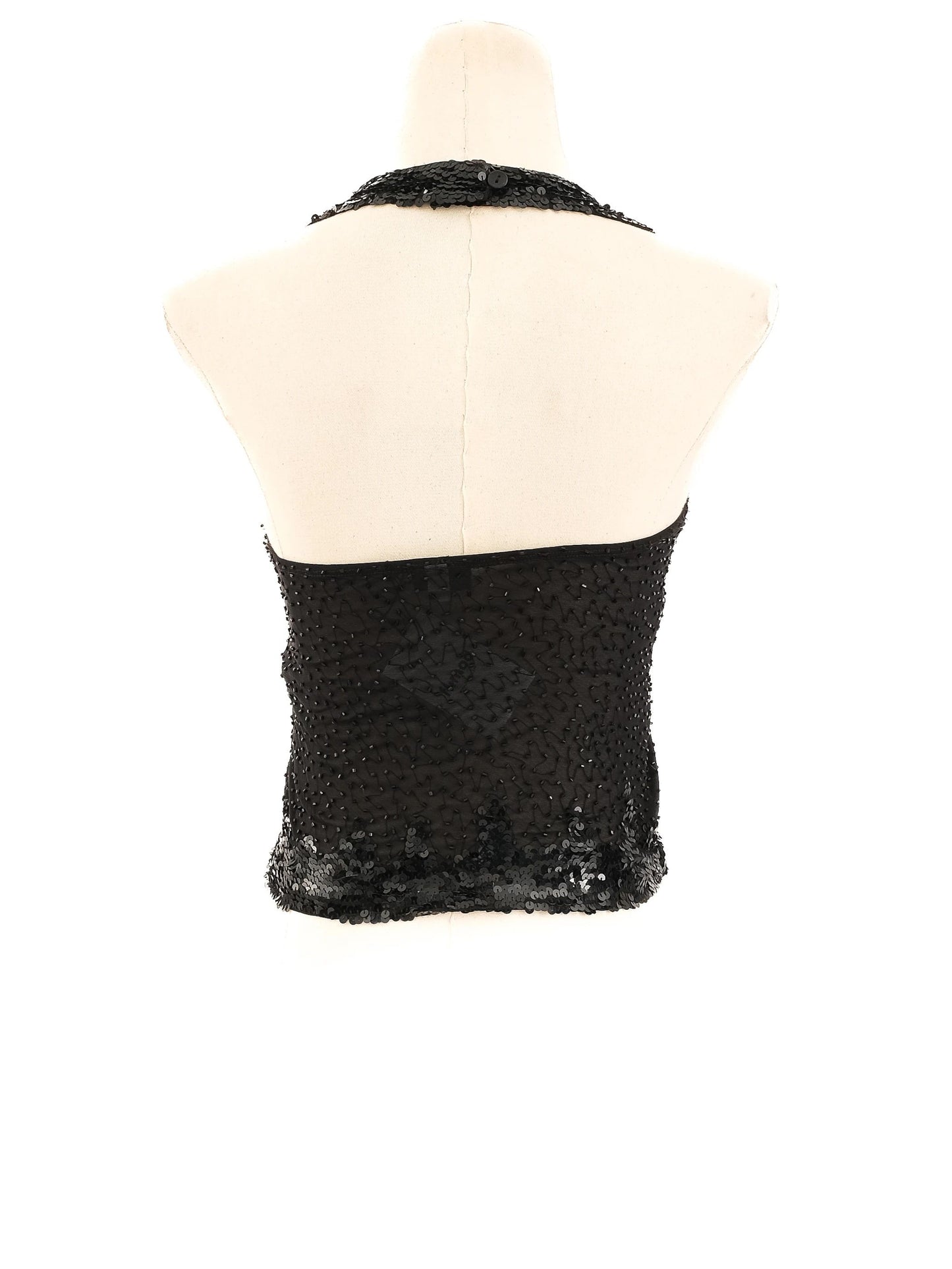 excellent roccobarocco black sequined sleeveless top size l