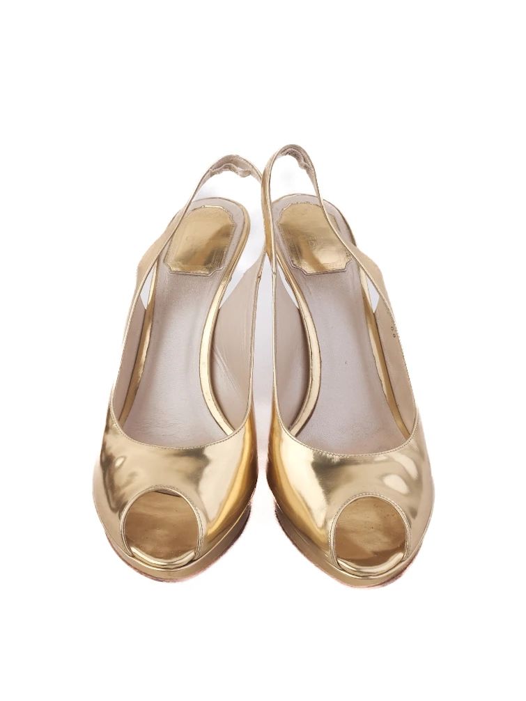 average condition dior yellow leather high-heeled slingback size 39