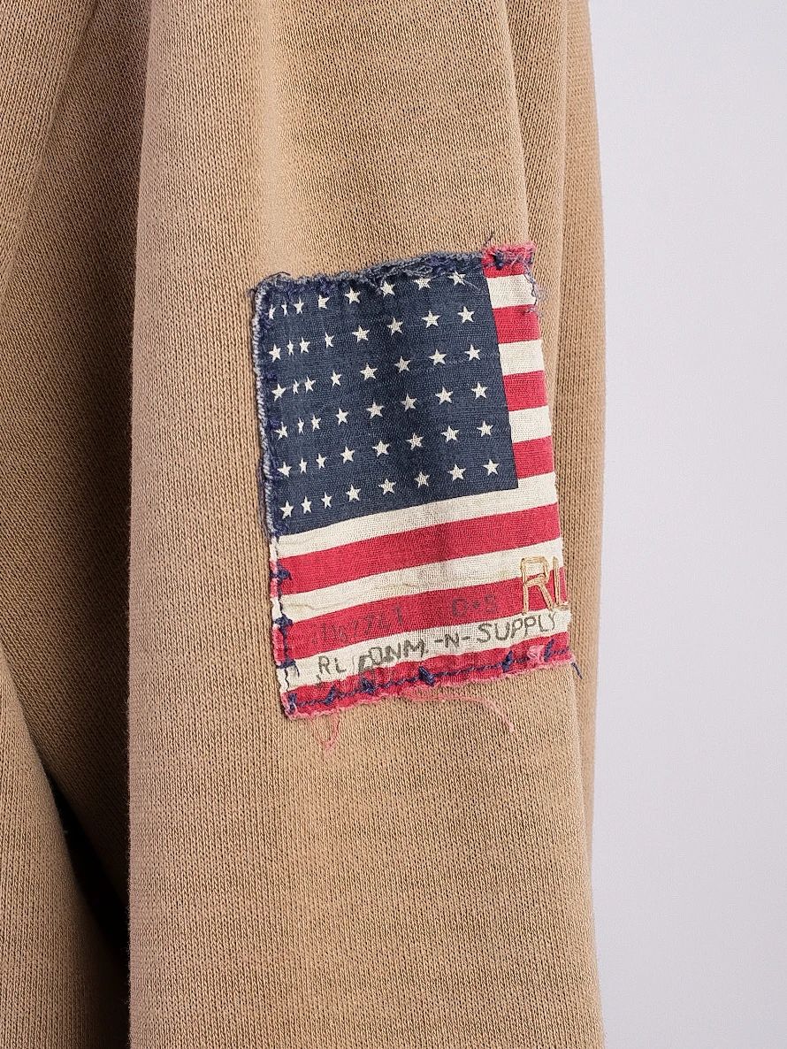 excellent ralph lauren orange hoodie men's size s with american flag patch