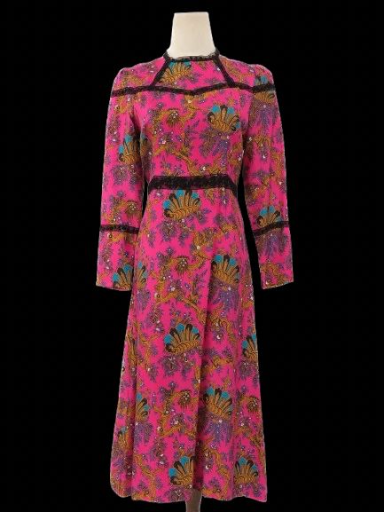 excellent sandro silk ankle-length dress pink floral lace size m