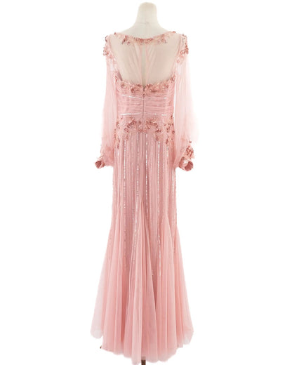 EXCELLENT Pronovias Pink Evening Gown XXL Floral Lace Embellishments