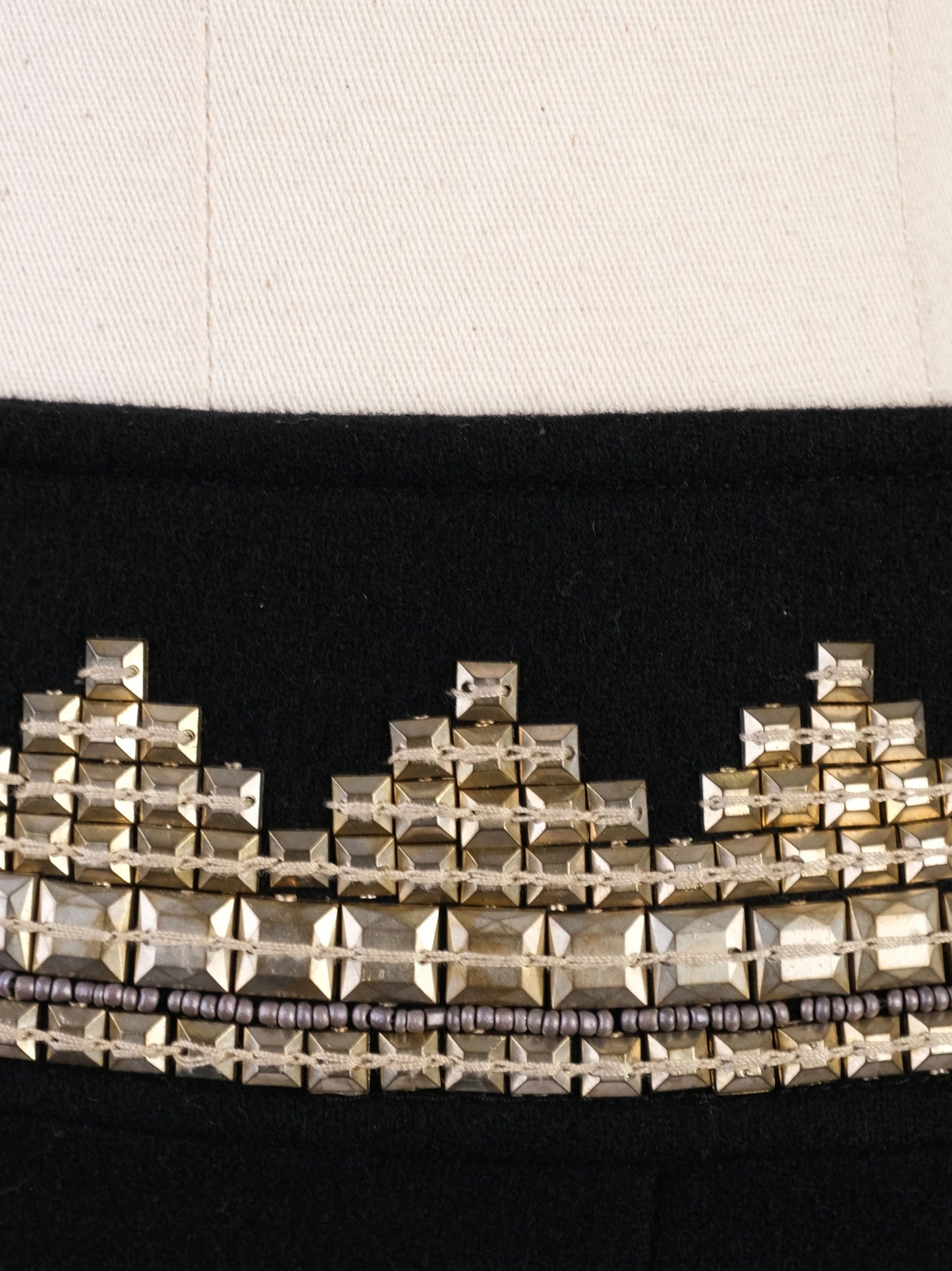 excellent class roberto cavalli black wool skirt suit with beaded collar
