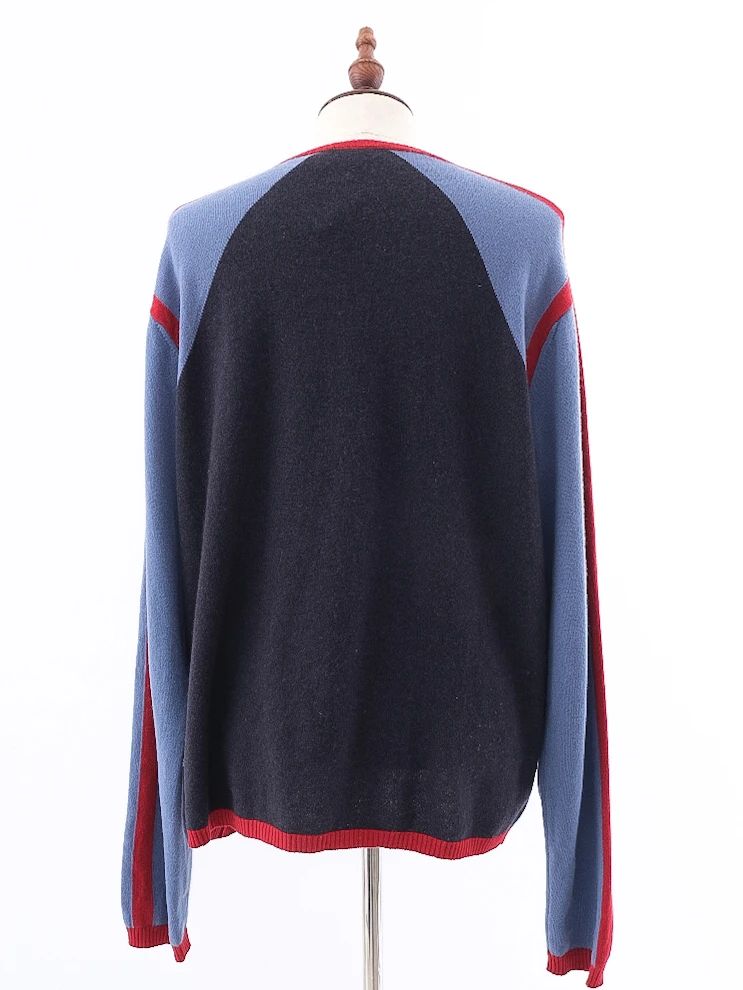 excellent etro cashmere color-block sweater xl men v-neck