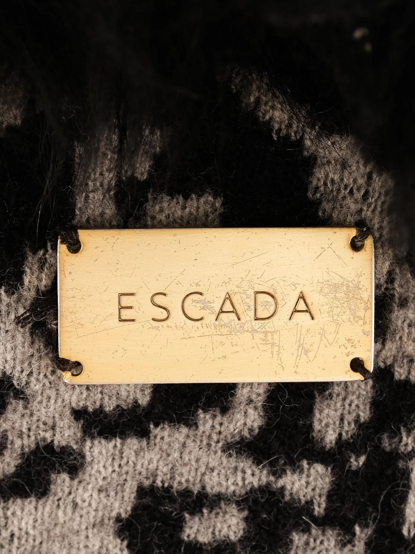 excellent escada women's coat gray black leopard pattern size xs