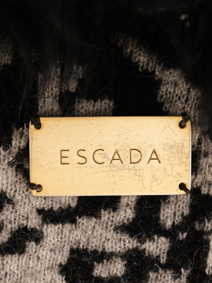 Excellent Escada Women's Coat Gray Black Leopard Pattern Size XS