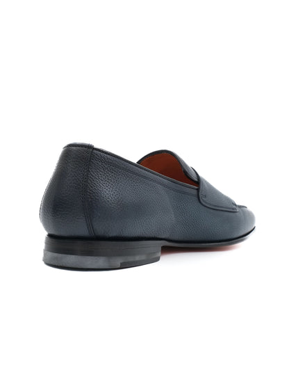 Excellent Santoni Black Leather Monk Strap Shoes Size 42.5
