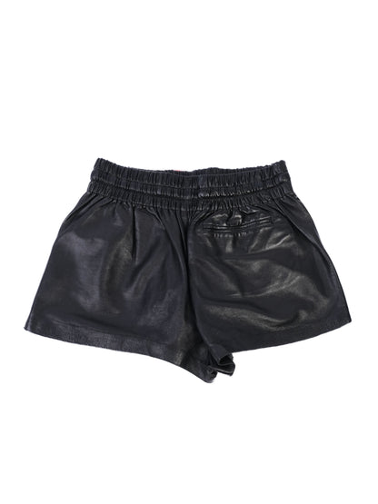 Celine Black Leather Shorts with Red Drawstring Size 38 Excellent