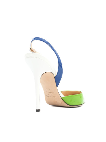 Jimmy Choo Green Leather Slingback High-Heeled Shoes Size 40.5