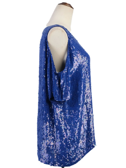 Excellent P.A.R.O.S.H. Blue Sequin Top Women's Size L