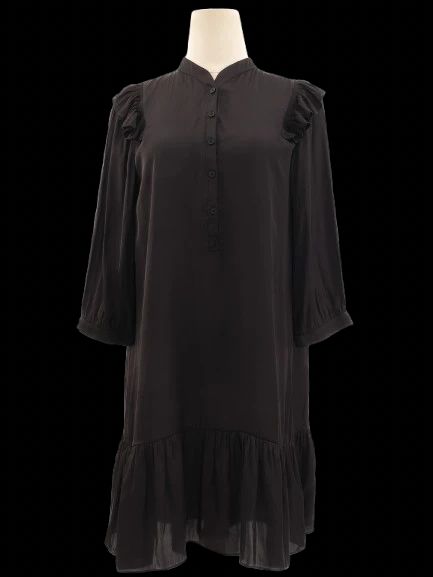 excellent zadig&voltaire black dress xs ruffled long sleeve