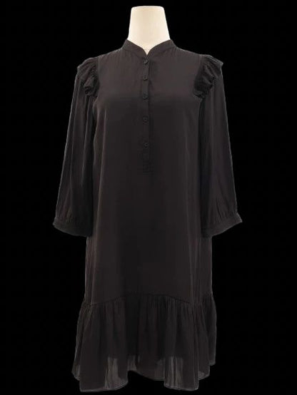 Excellent Zadig&Voltaire Black Dress XS Ruffled Long Sleeve