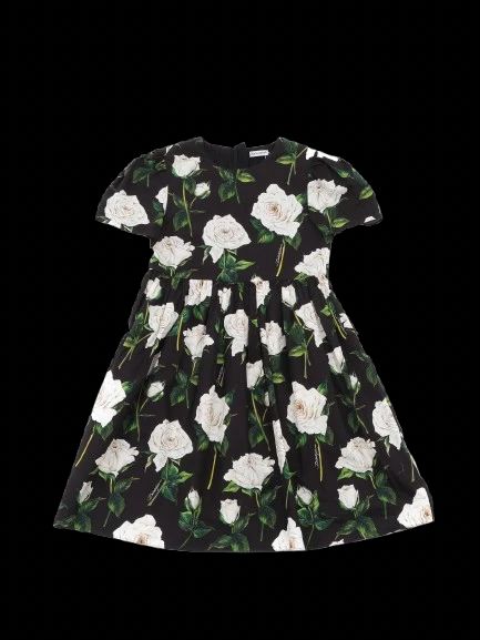 perfect dolce gabbana black dress for kids size 10 with floral pattern
