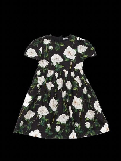 Perfect Dolce Gabbana Black Dress for Kids Size 10 with Floral Pattern