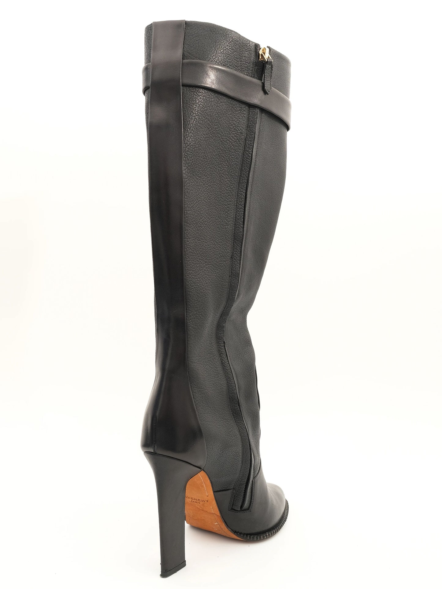 excellent givenchy black leather knee-high boots size 37