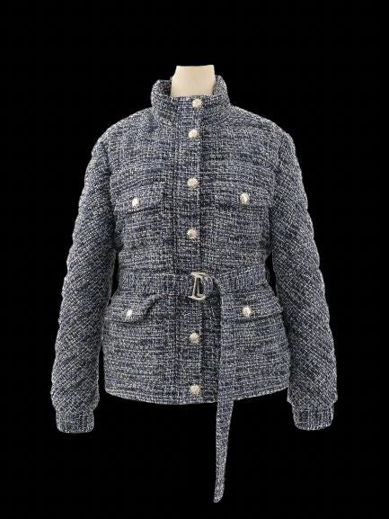 perfect maje tweed jacket navy and white size m women