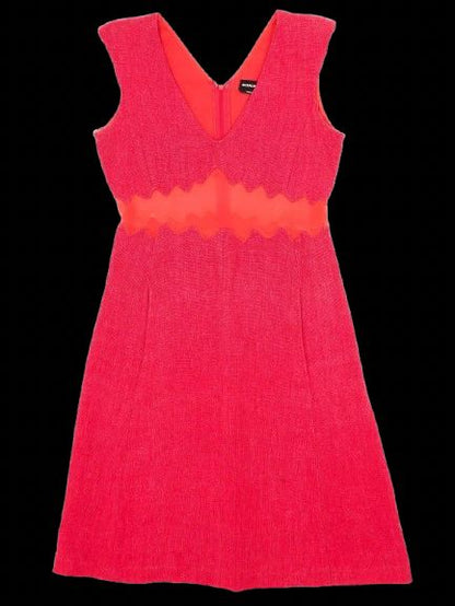 Excellent Sonia Rykiel Red Dress Size S with Wavy Orange Band