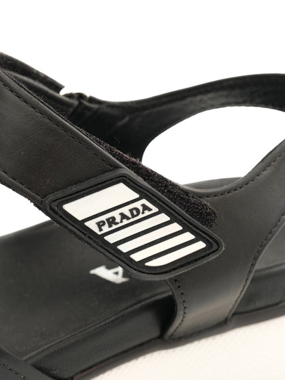 NEW Prada Black Leather Platform Sandals Size 36.5 with Adjustable Straps