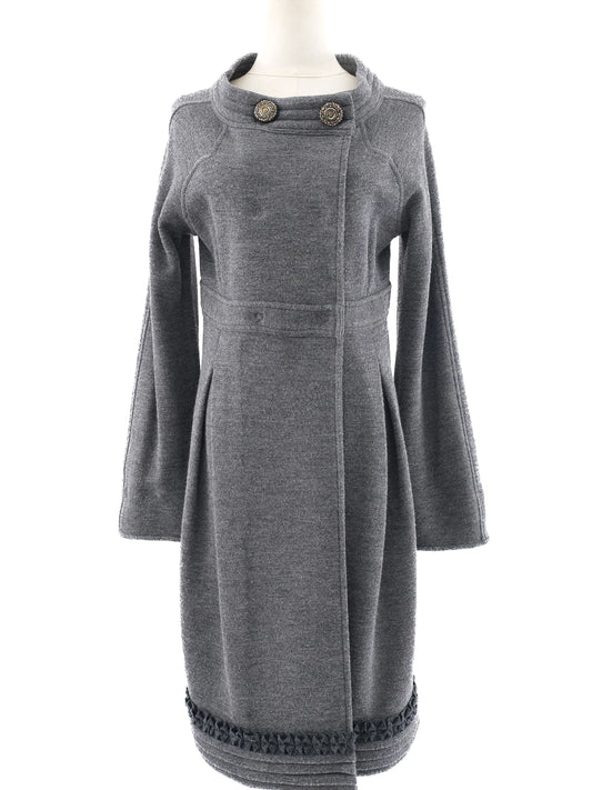 Excellent Class Roberto Cavalli Gray Wool Women's Coat with Decorative Trim