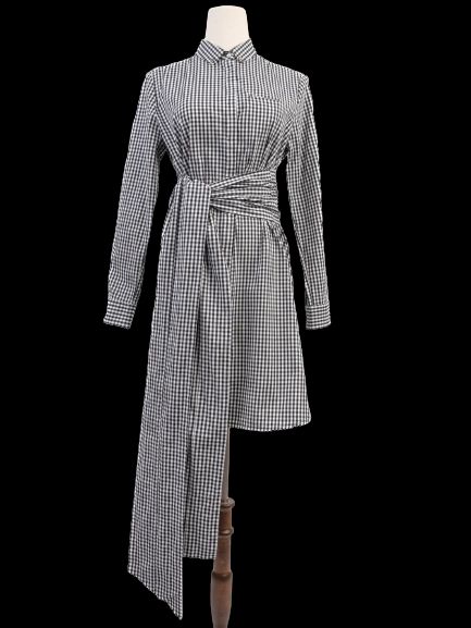 good marella black and white checkered long-sleeve dress size m