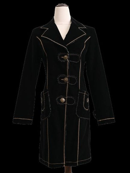 Excellent Byblos Black Viscose Coat Size S with Button Details