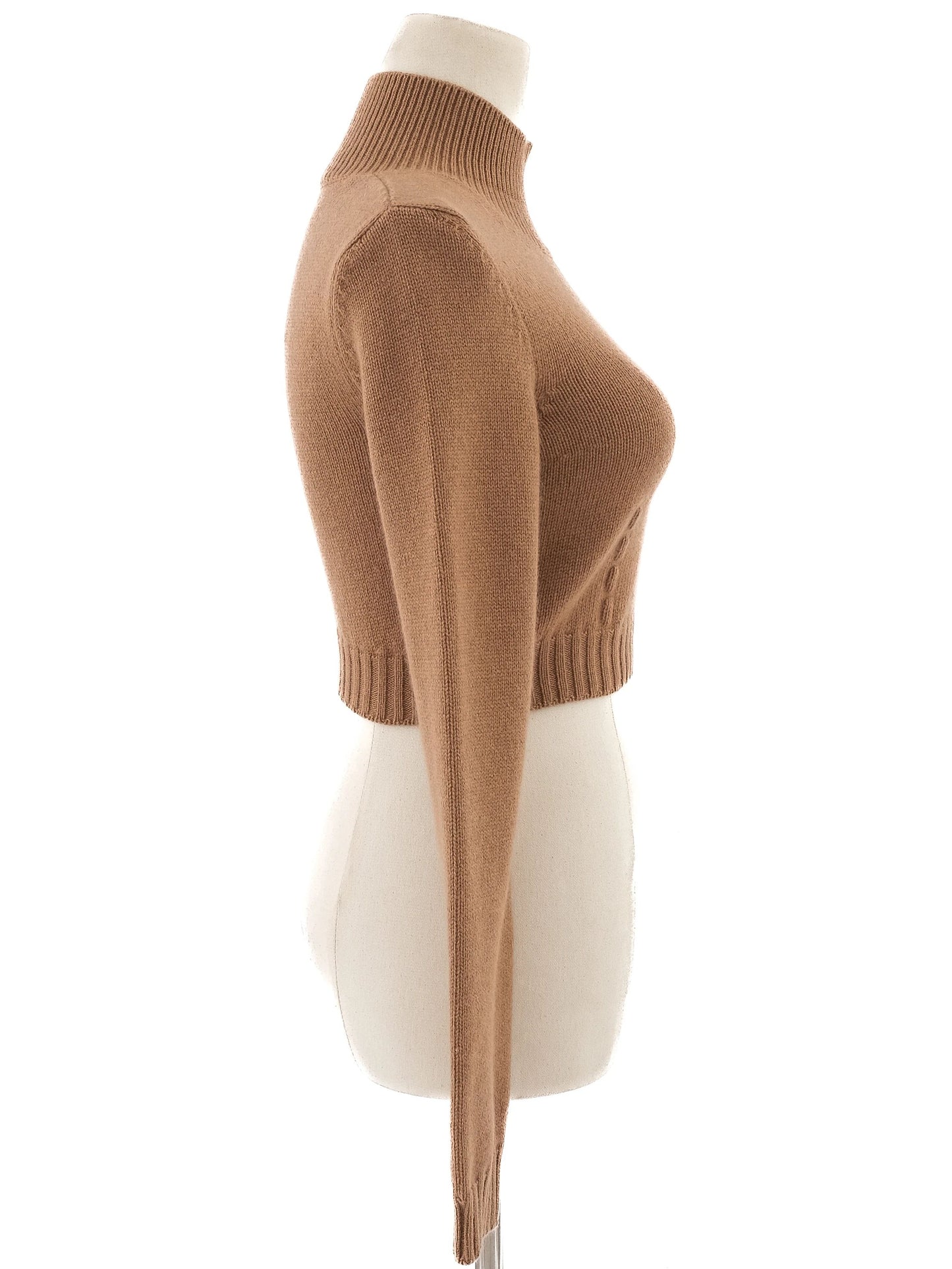 perfect fendi orange cashmere cropped turtleneck sweater size xs