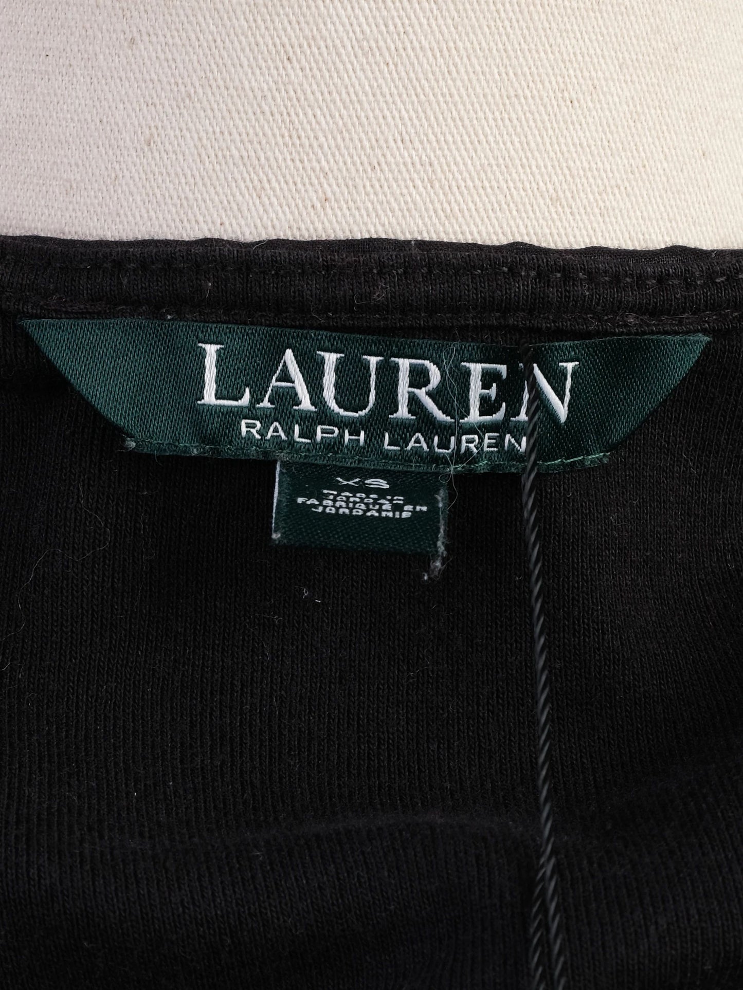 excellent ralph lauren black cotton short-sleeve top xs