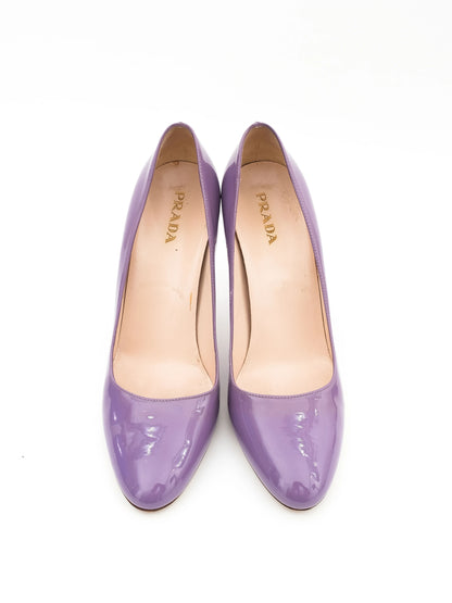 Excellent Prada Purple Lacquer High-Heeled Shoes Size 40