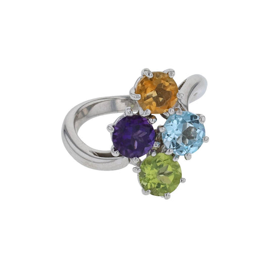 Amethyst, peridot, topaze, citrine and gold ring