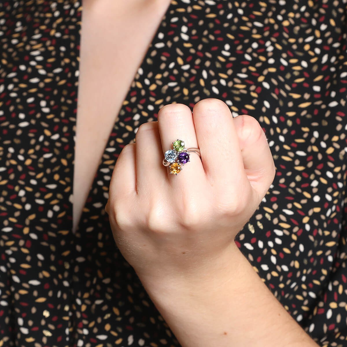 amethyst, peridot, topaze, citrine and gold ring