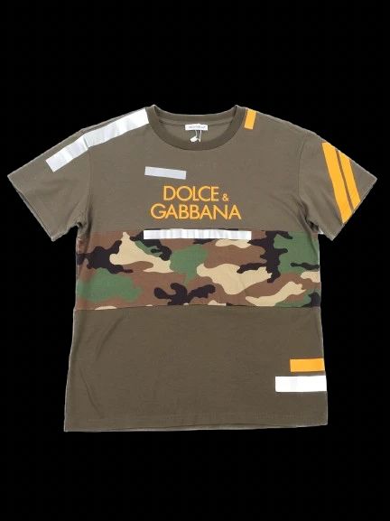 excellent dolce & gabbana kids green camouflage t-shirt size 10
