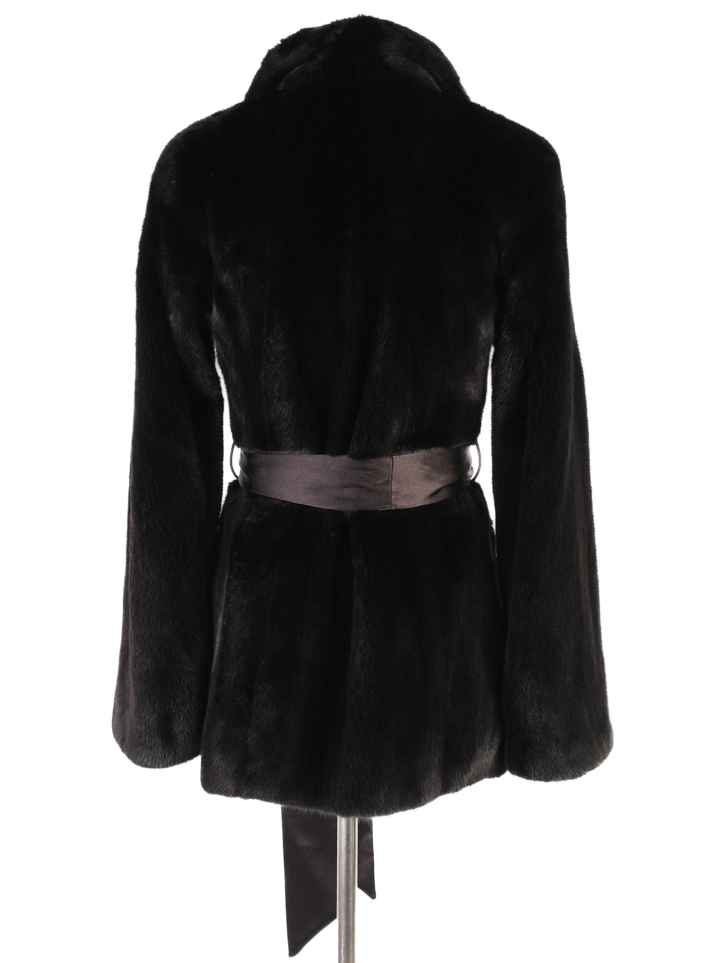perfect blackglama black fur coat with belt size s