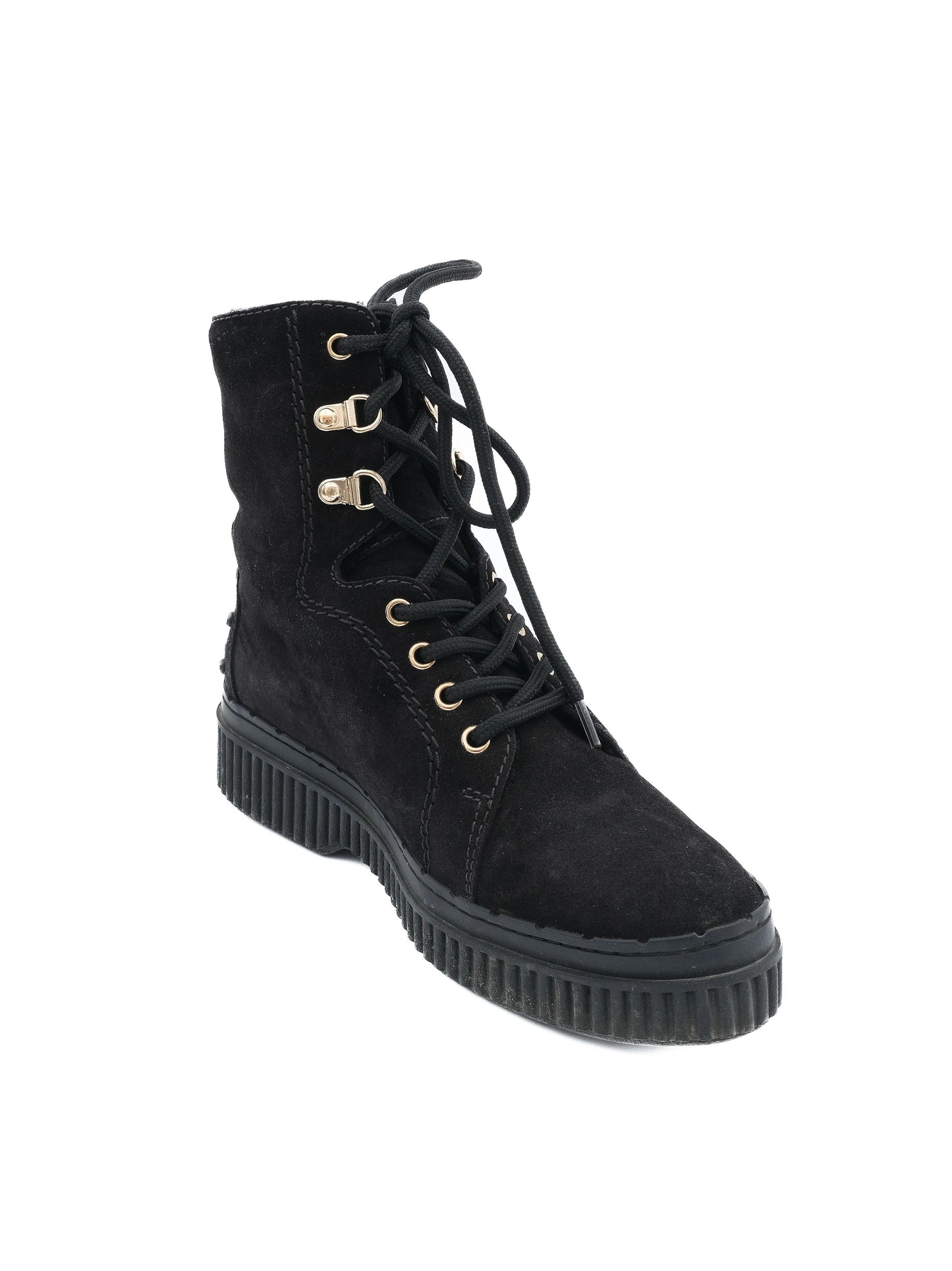good tod's black genuine suede lace-up boots size 36.5