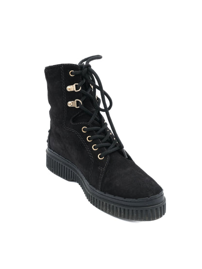 Good Tod's Black Genuine Suede Lace-Up Boots Size 36.5