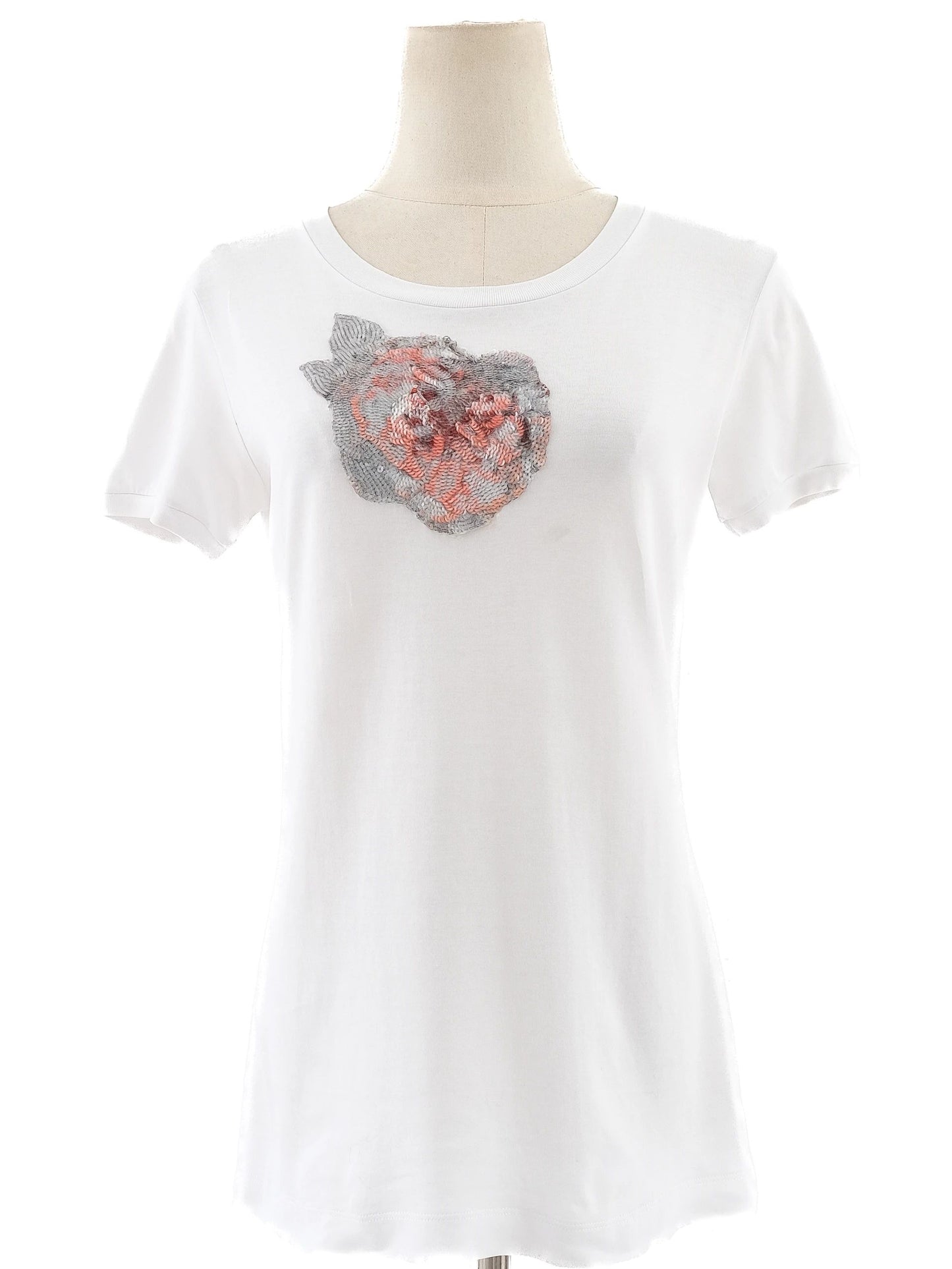 good dolce gabbana white floral cotton t-shirt size s women