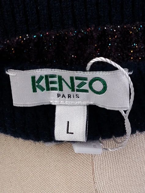 kenzo blue long sleeve ribbed sweater women size l excellent