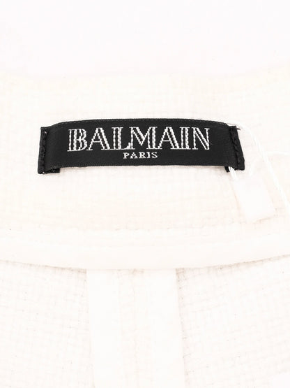 Excellent Balmain White Cotton Shorts with Silver Buttons Size S