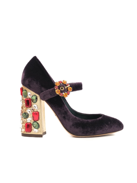 Excellent Dolce Gabbana Purple Velvet High Heel Shoes Size 35.5