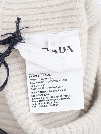 NEW Prada Gray Wool Kids Beanie and Scarf Set Size M