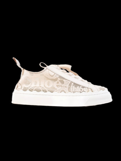 Chloé Women's White Textile Sneakers Excellent Condition