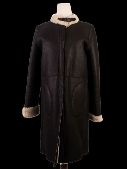 average simonetta ravizza orange coat size s with shearling