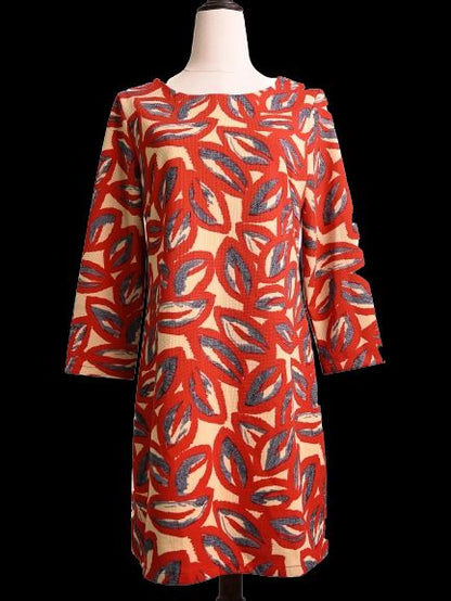 Good Moschino Red Abstract Print Dress Women Long Sleeve Cotton