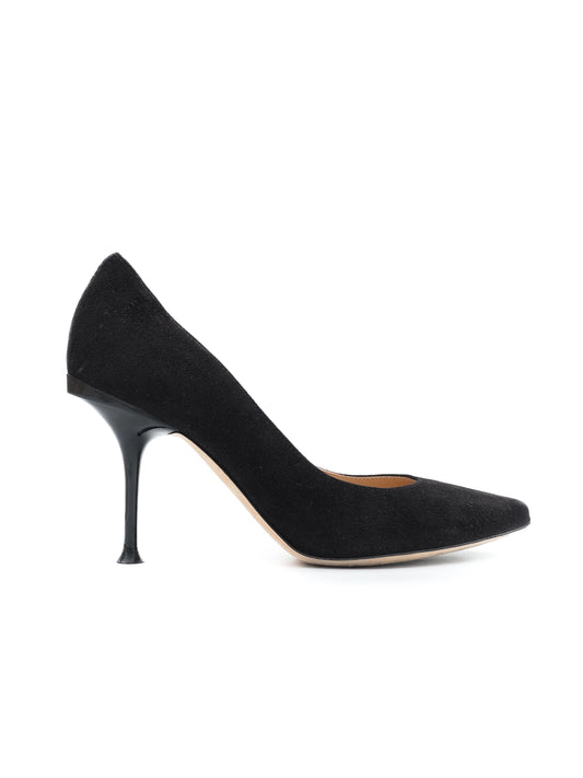 Excellent Sergio Rossi Black Genuine Suede High Heels Size 36.5