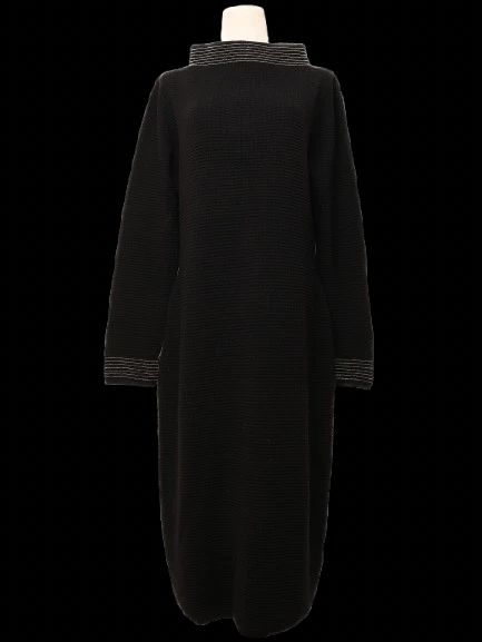 excellent cruciani blue wool long sleeve dress with striped detailing